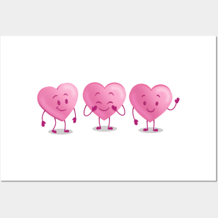 Happy Pink Valentines Day Hearts Posters and Art